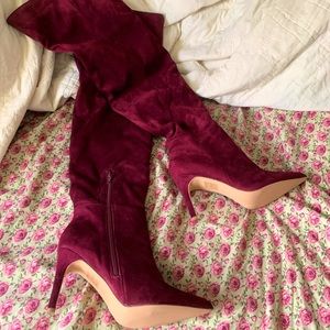 MISSGUIDED Mauve Thigh High Boots